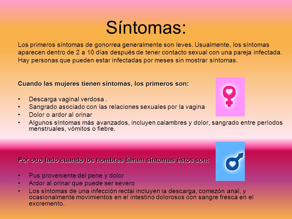 cuando comienzan los sintomas de la gonorrea